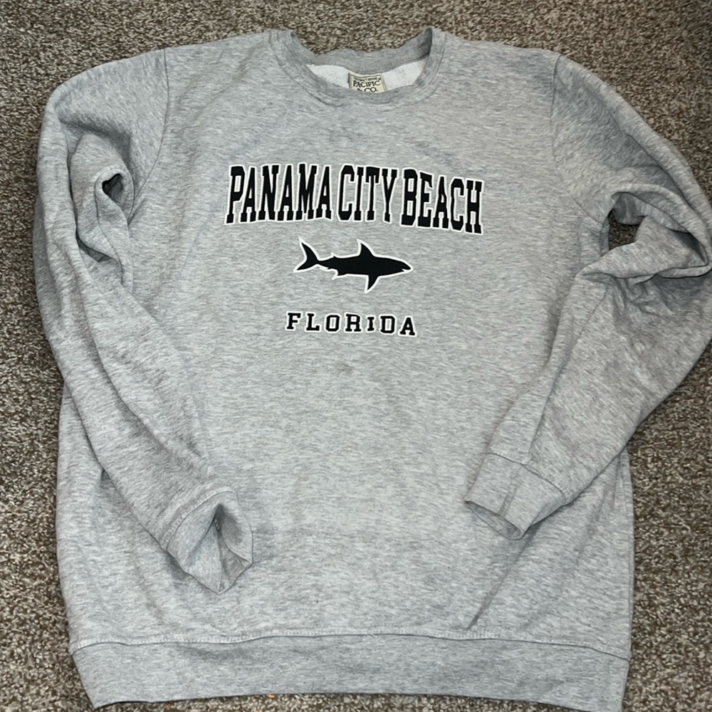 Men’s Panama City Beach Florida Grey Crewneck Large Pacific & Co